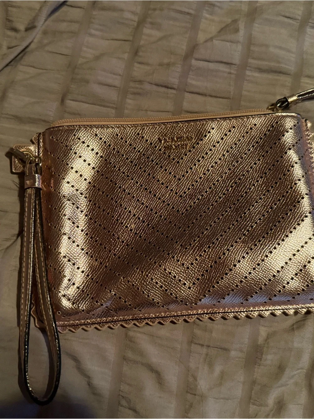 Victoria's Secret Rose Gold Metallic Wristlet Clutch